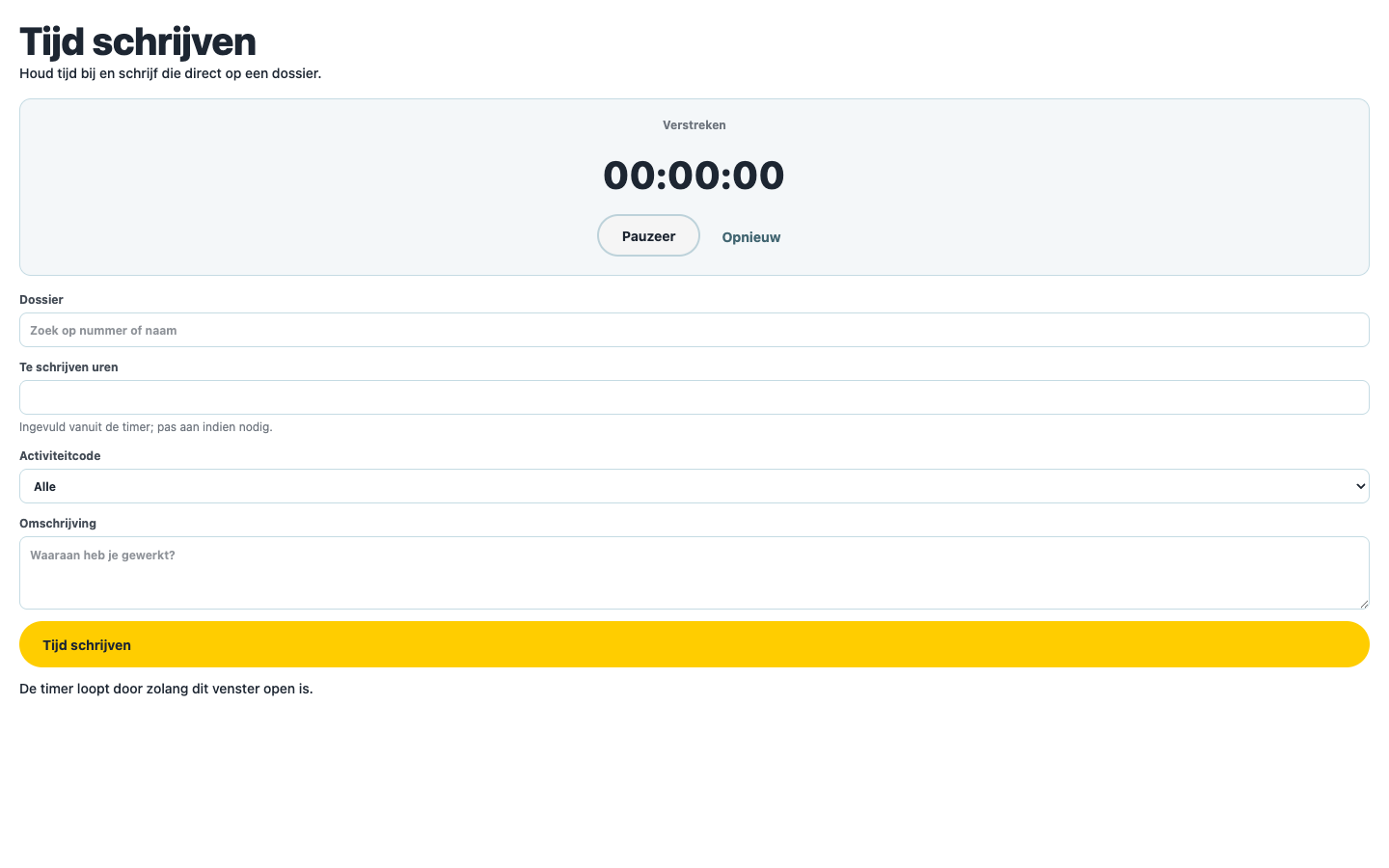 The stopwatch time-writing window