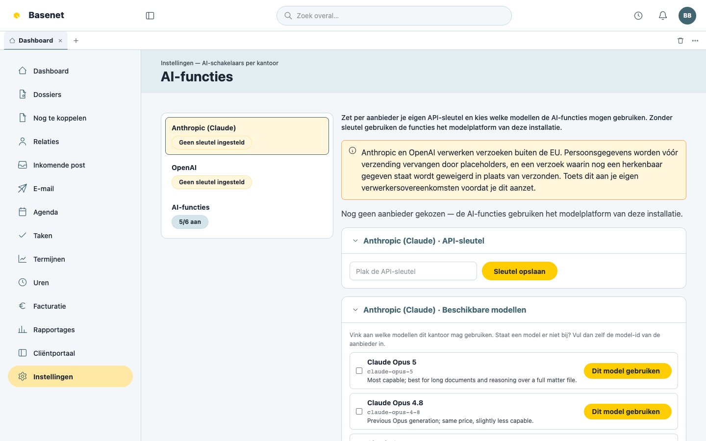 AI-functies met per functie een schakelaar Aan of Uit